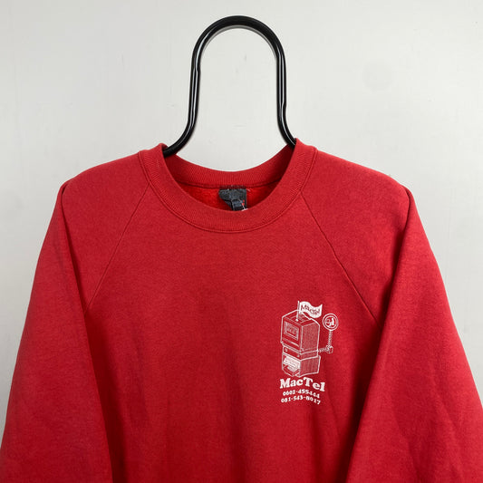 Retro 90s Screen Stars Computer Sweatshirt Red XL