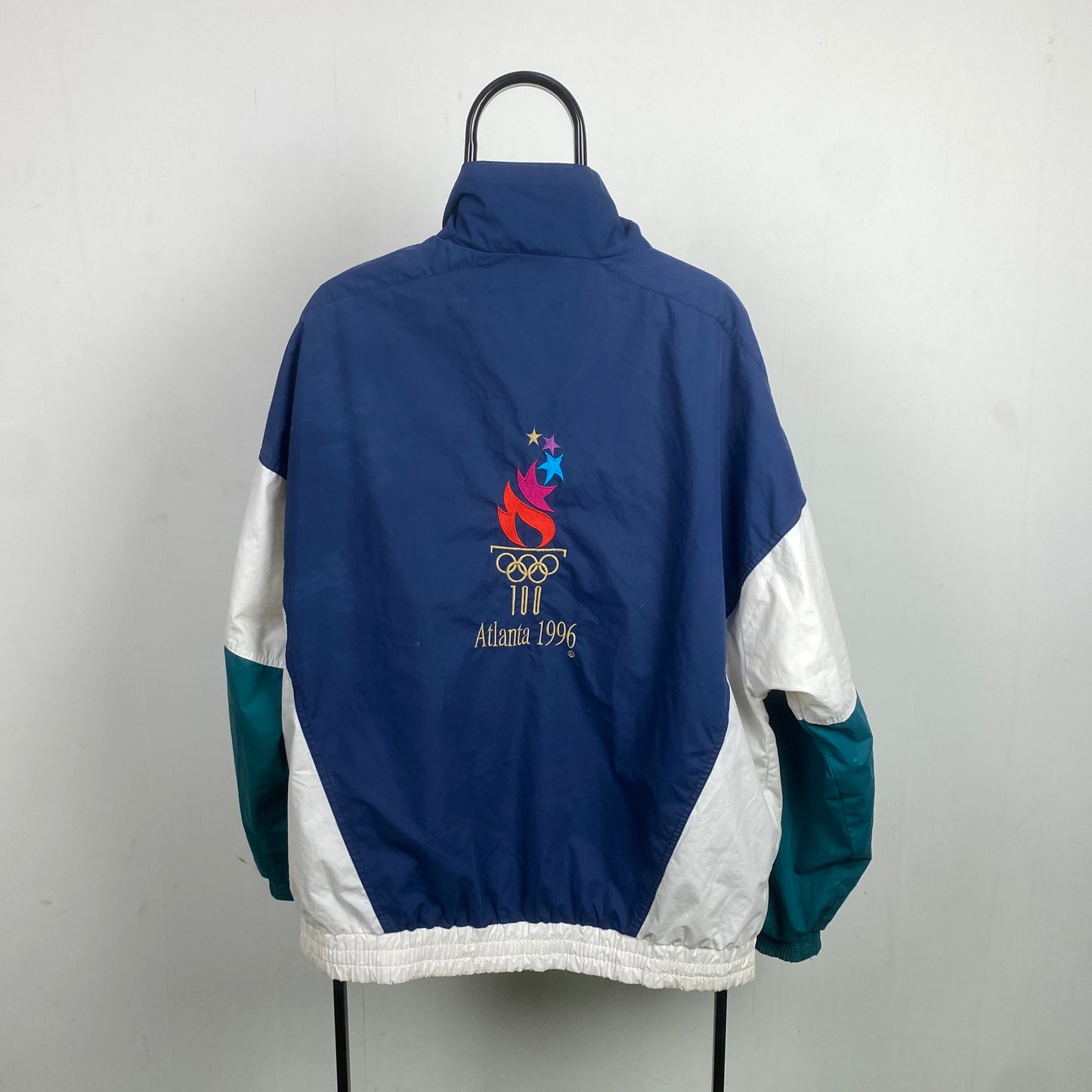 Retro 90s Speedo Atlanta 96 Olympic Windbreaker Jacket Blue XL