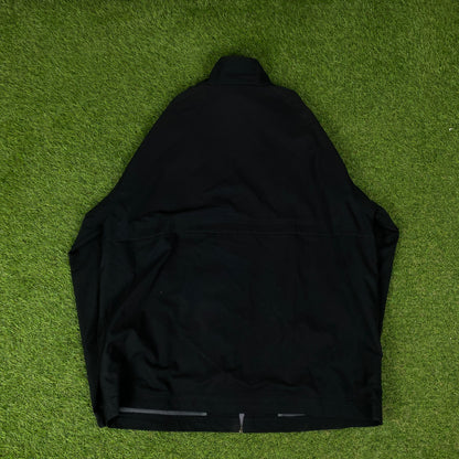 90s Nike Piping Windbreaker Tracksuit Set Jacket + Joggers Black XL