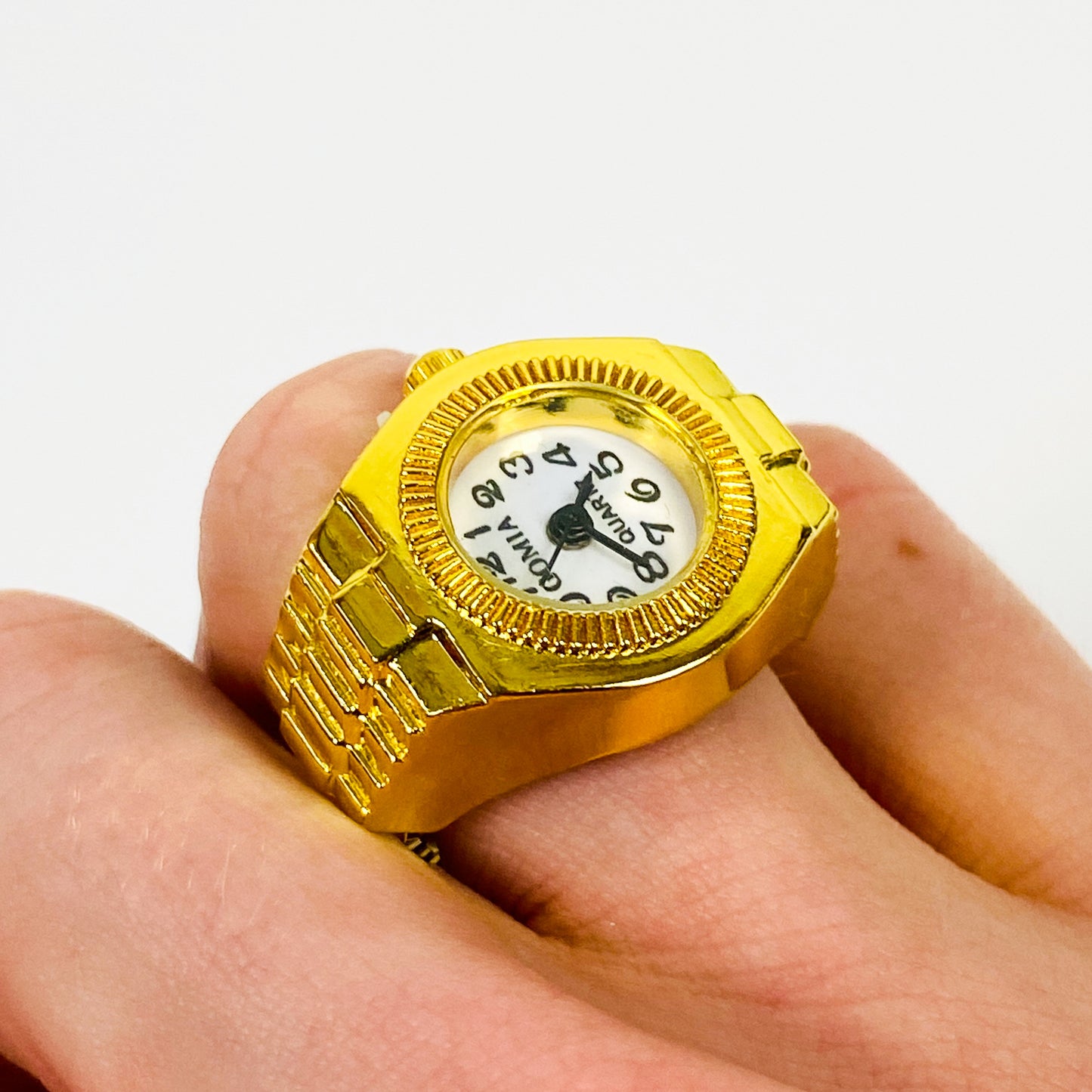 Retro Adjustable Watch Ring Gold White