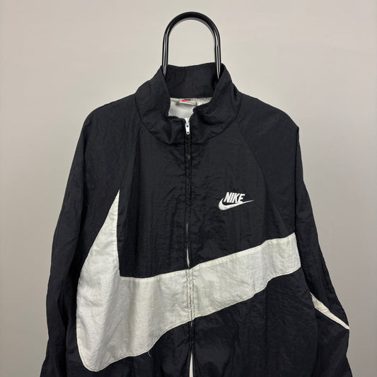 90s Nike Windbreaker Jacket Black Large