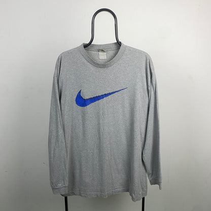 90s Nike Long Sleeve T-Shirt Grey Large