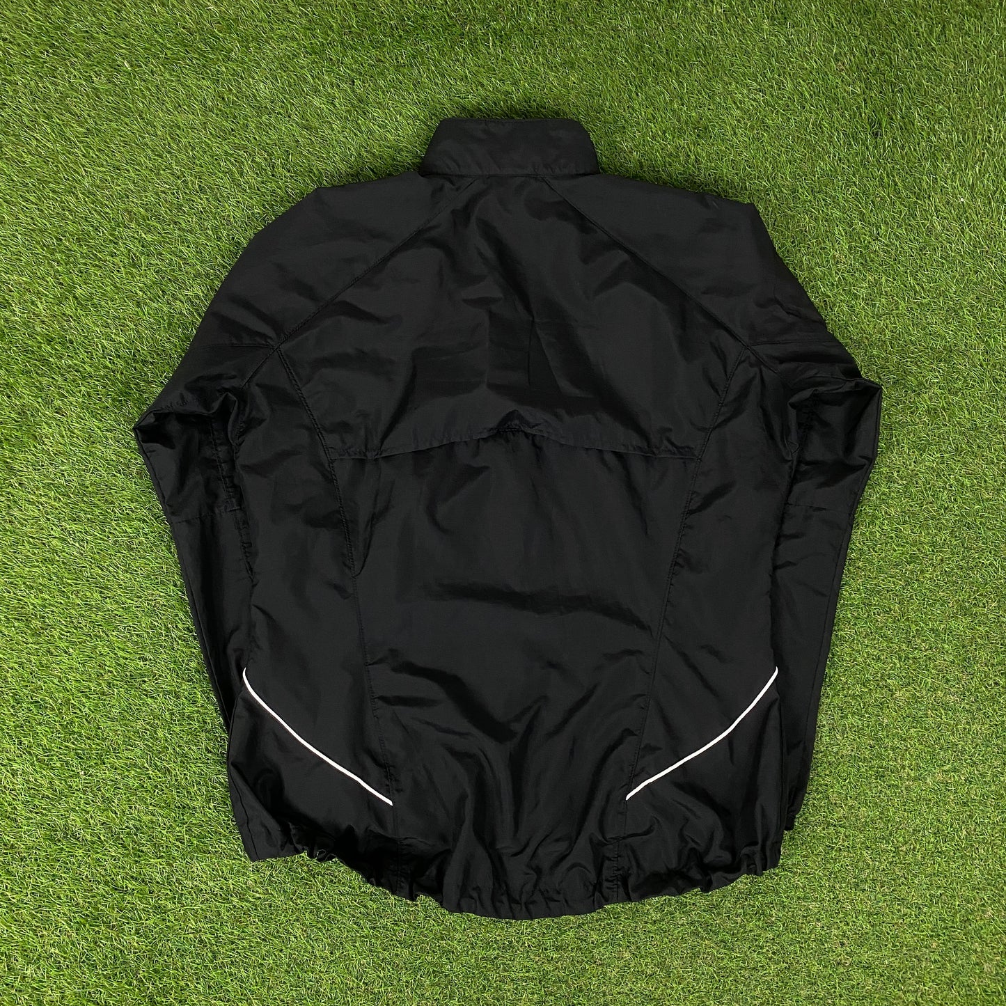 00s Nike Piping Windbreaker Tracksuit Set Jacket + Joggers Black XL