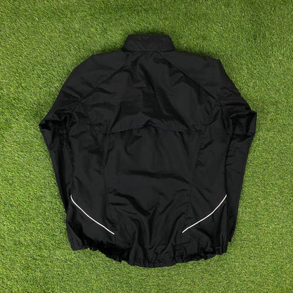 00s Nike Piping Windbreaker Tracksuit Set Jacket + Joggers Black XL