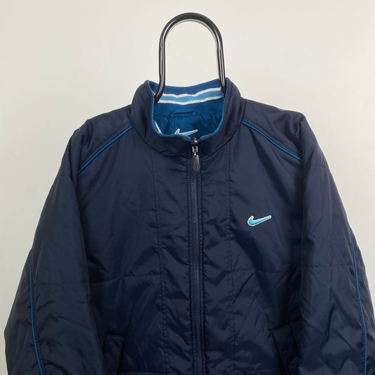 90s Nike Reversible Puffer Jacket Blue Medium