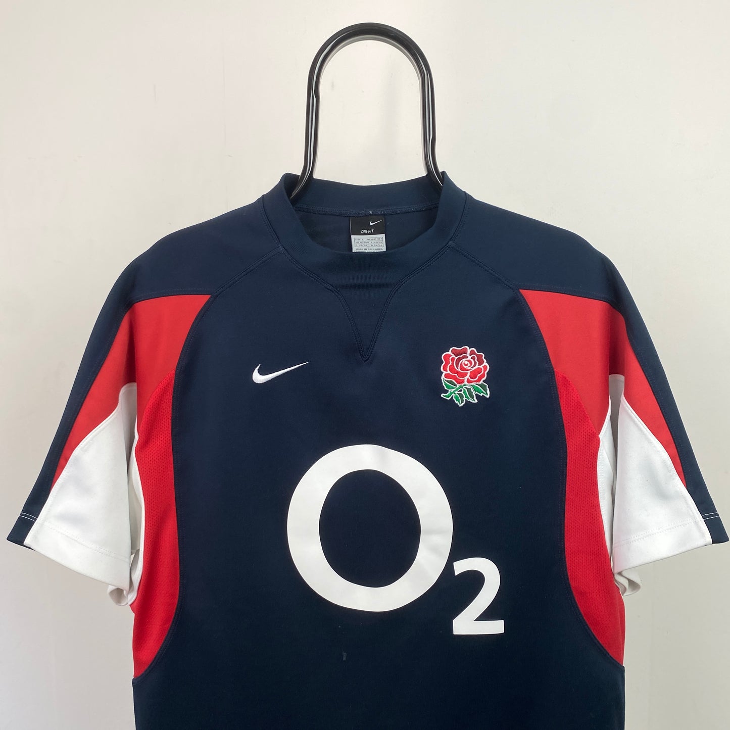 00s Nike England Rugby Shirt T-Shirt Blue Large