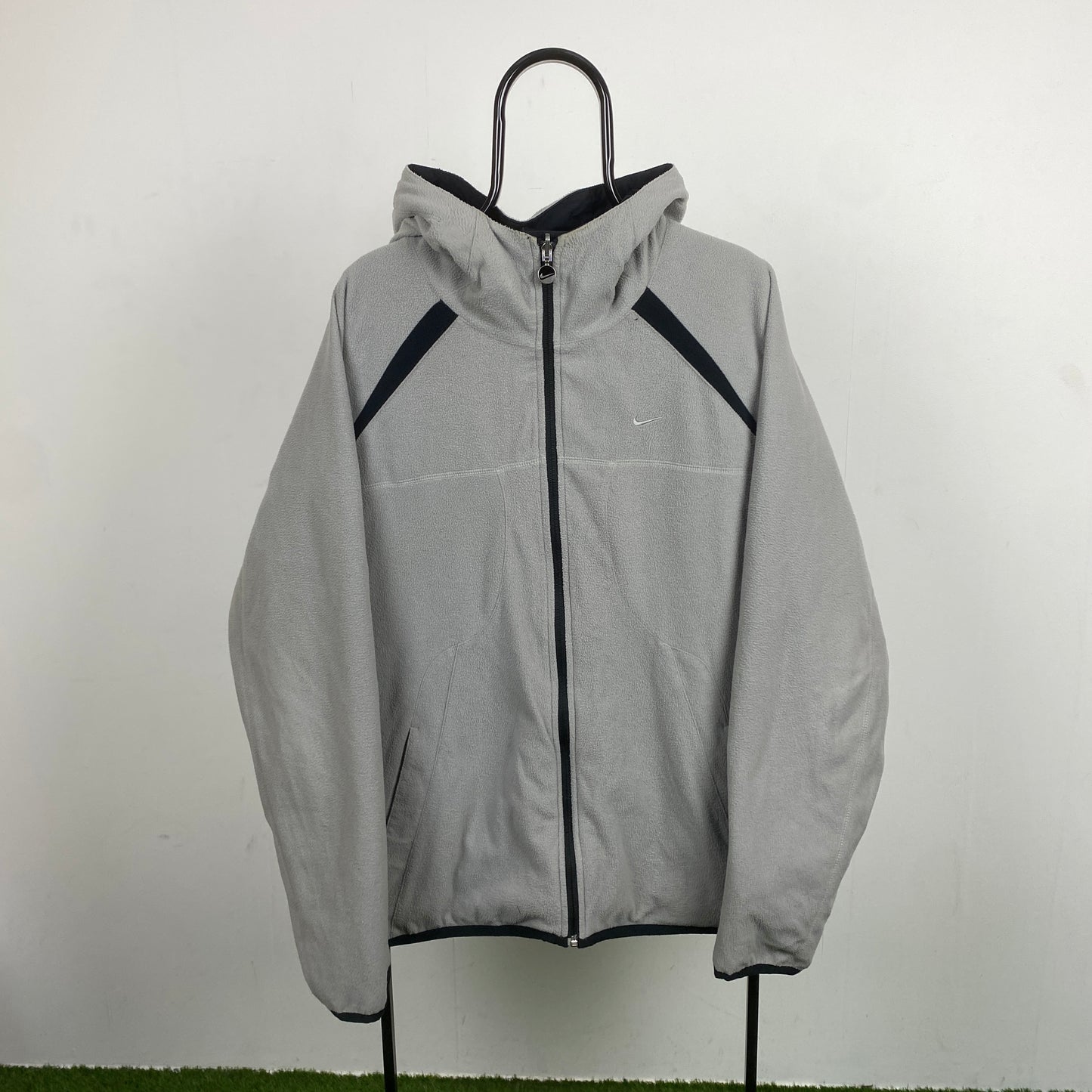 00s Nike Reversible Fleece Coat Jacket Black Brown Large