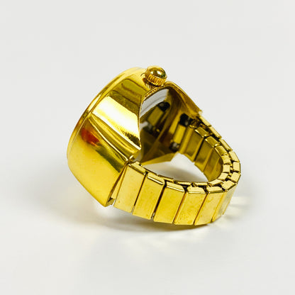 Retro Adjustable Watch Ring Gold White