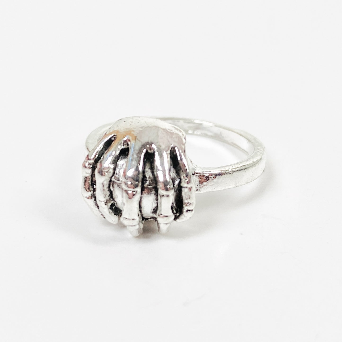 Retro Vintage Skeleton Ball Ring Silver