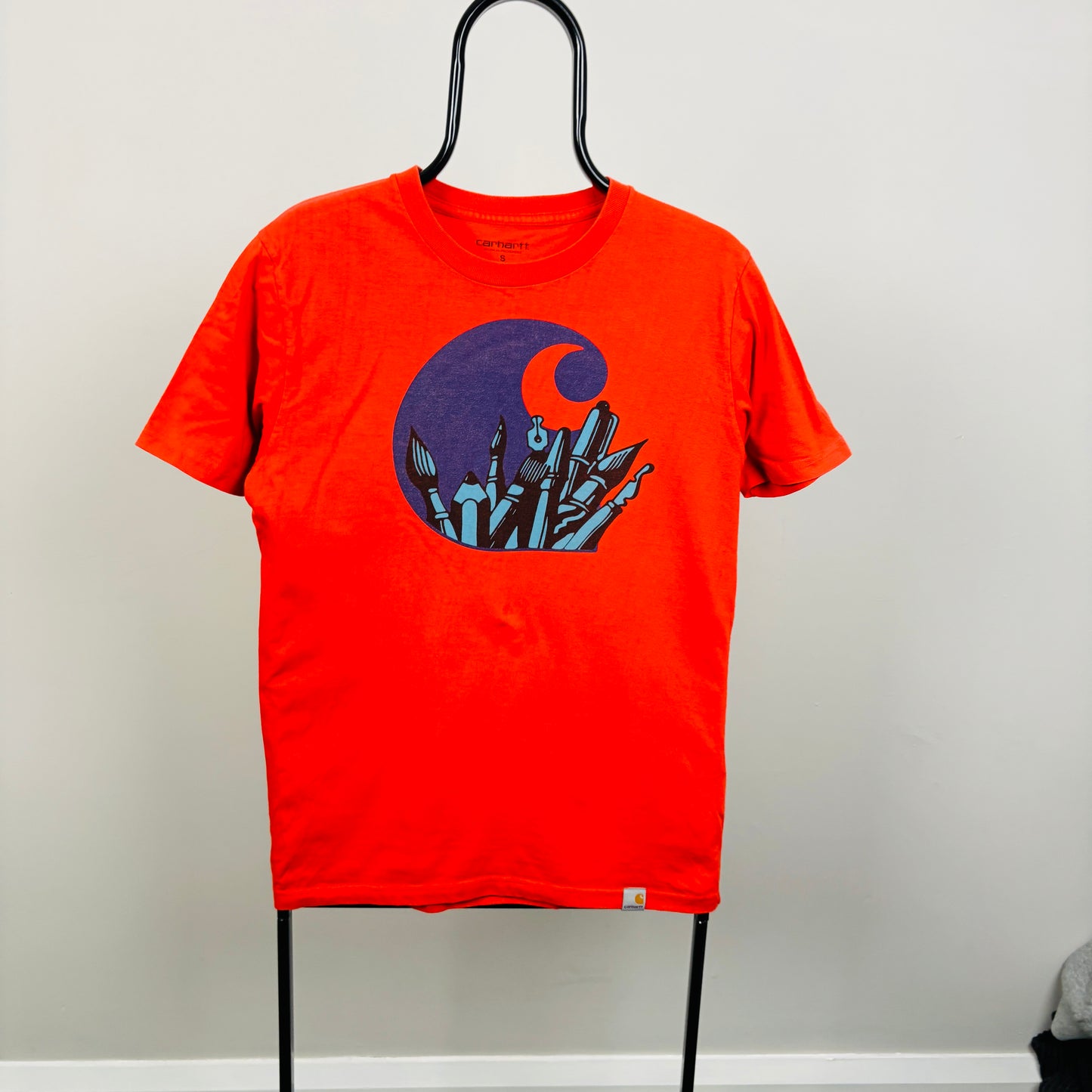 00s Carhartt Paint T-Shirt Red Small