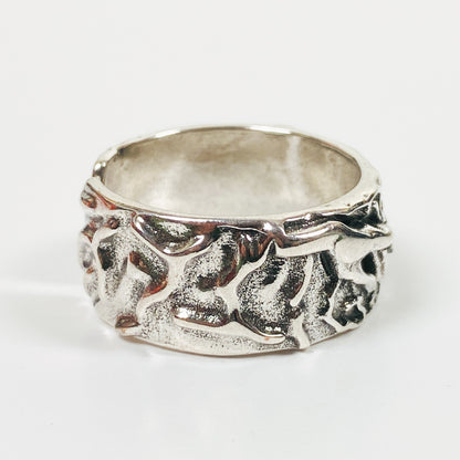 Retro Adjustable Creation of Adam Ring Silver