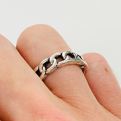 Vintage Retro Adjustable Chain Ring Silver