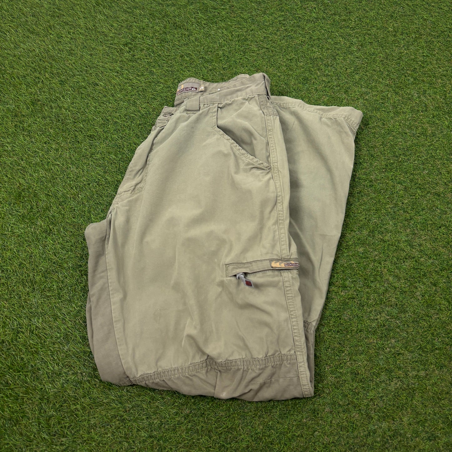 90s Quiksilver Cargo Trousers Joggers Green Small
