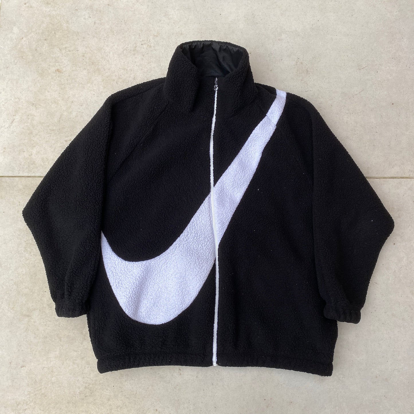 00s Nike Reversible Fleece Puffer Jacket Black Large