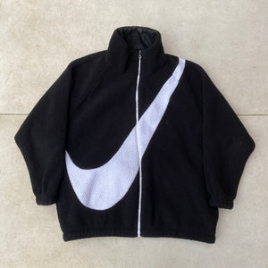 00s Nike Reversible Fleece Puffer Jacket Black Medium