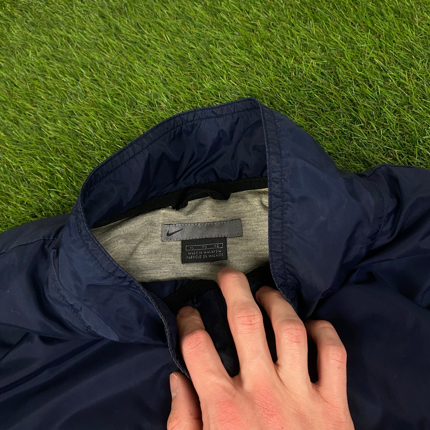 90s Nike Piping Windbreaker Tracksuit Set Jacket + Joggers Blue XL