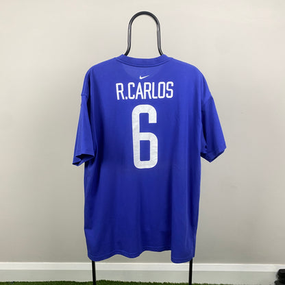 90s Nike Brazil Carlos Football Shirt T-Shirt Blue XL