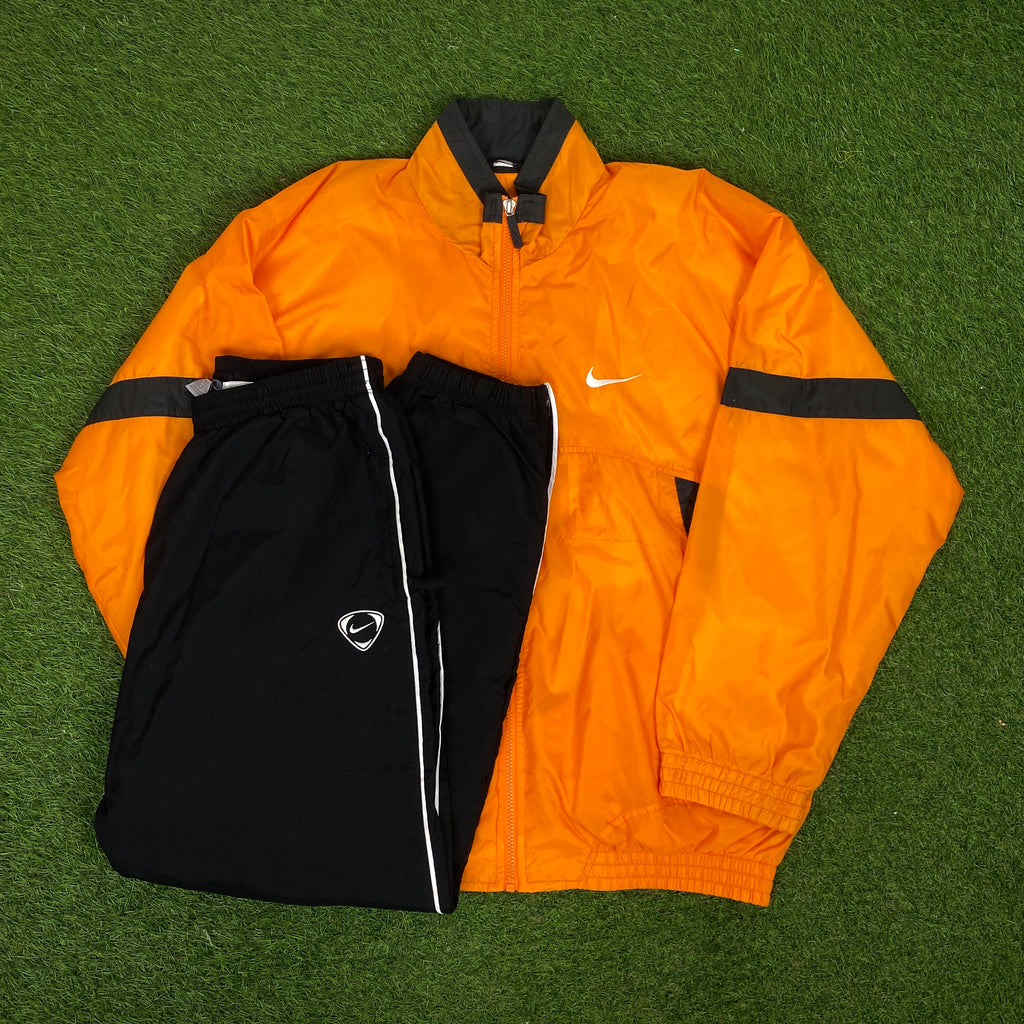 90s Nike Tracksuit Jacket + Joggers Set Orange Large