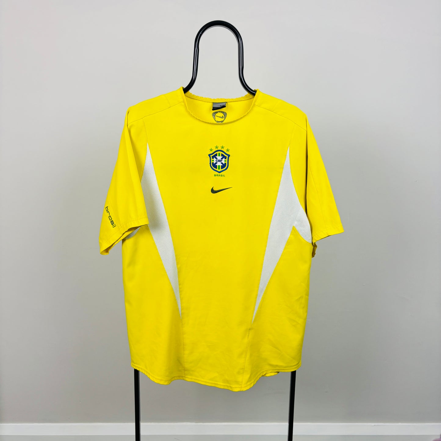00s Nike Brazil Football Shirt T-Shirt Yellow Medium