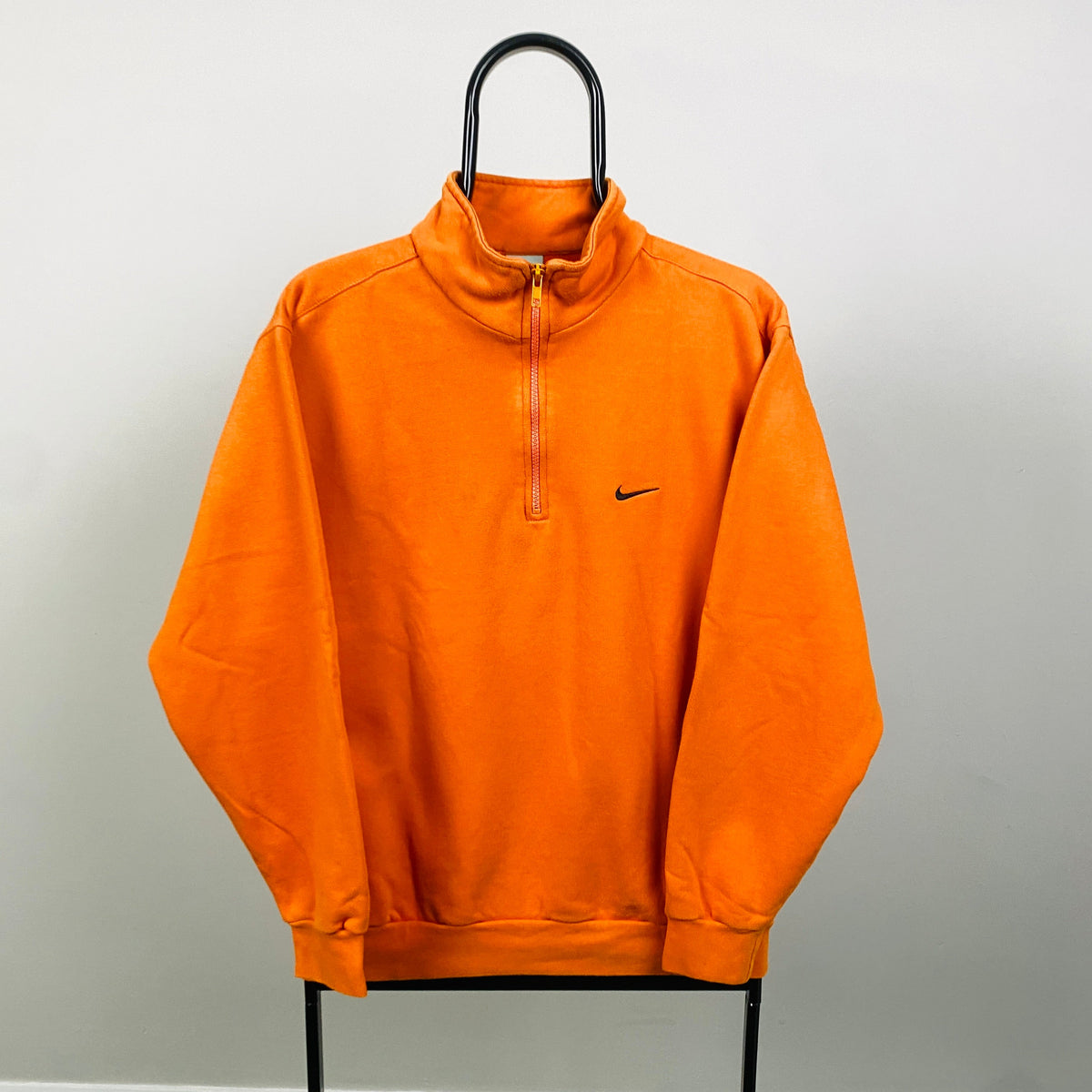 90s Nike 1/4 Zip Sweatshirt Orange Medium