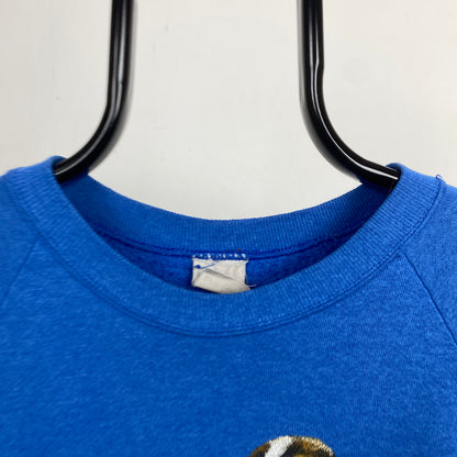Retro 90s Dog Graphic Sweatshirt Blue Medium