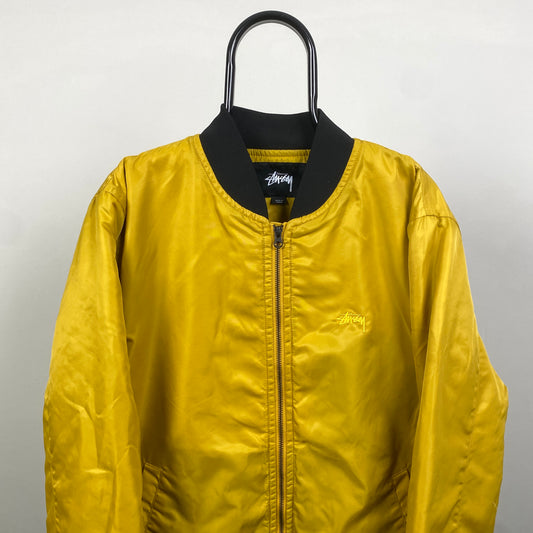 00s Stussy Varsity Bomber Jacket Black Large