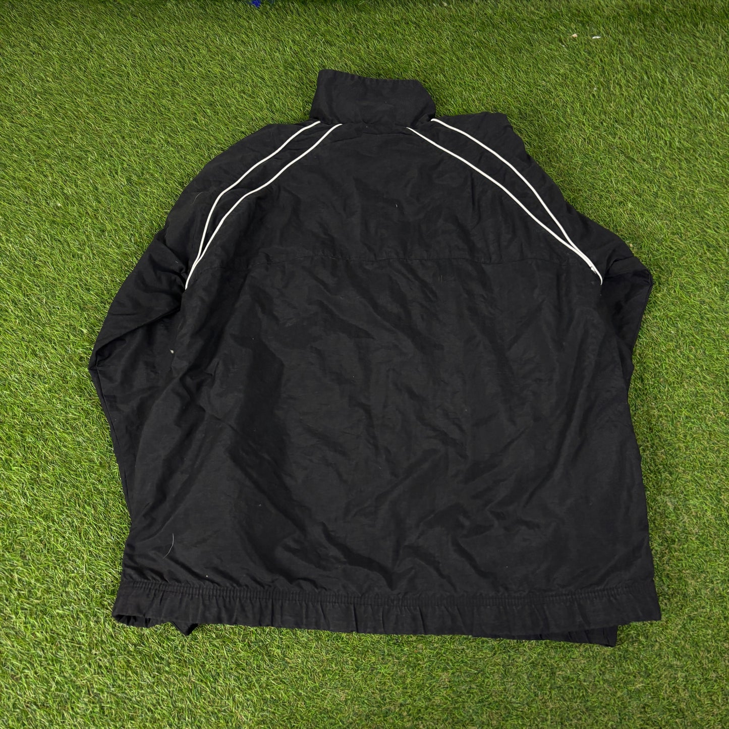 00s Nike Piping Windbreaker Jacket + Joggers Set Black Medium