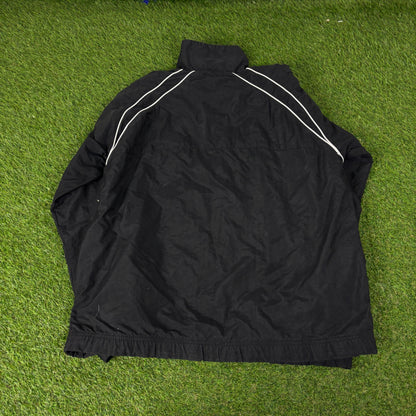 00s Nike Piping Windbreaker Jacket + Joggers Set Black Medium