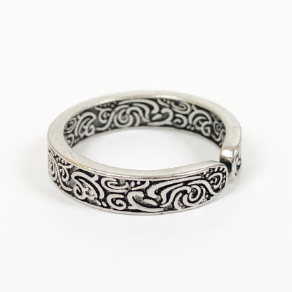 Retro Adjustable Swirl Spiral Ring Silver