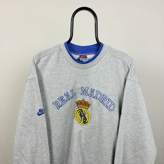 90s Nike Real Madrid Basketball Sweatshirt Grey Large