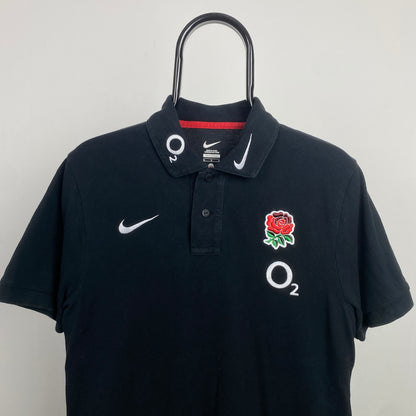 00s Nike England Rugby Polo Shirt T-Shirt Black Medium