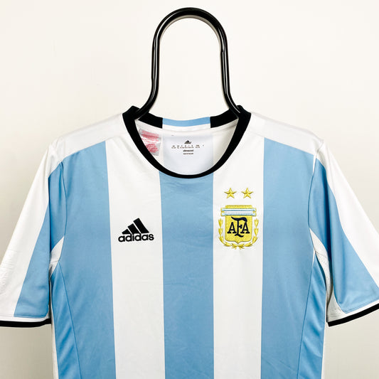 00s Adidas Argentina Football Shirt T-Shirt Blue Small