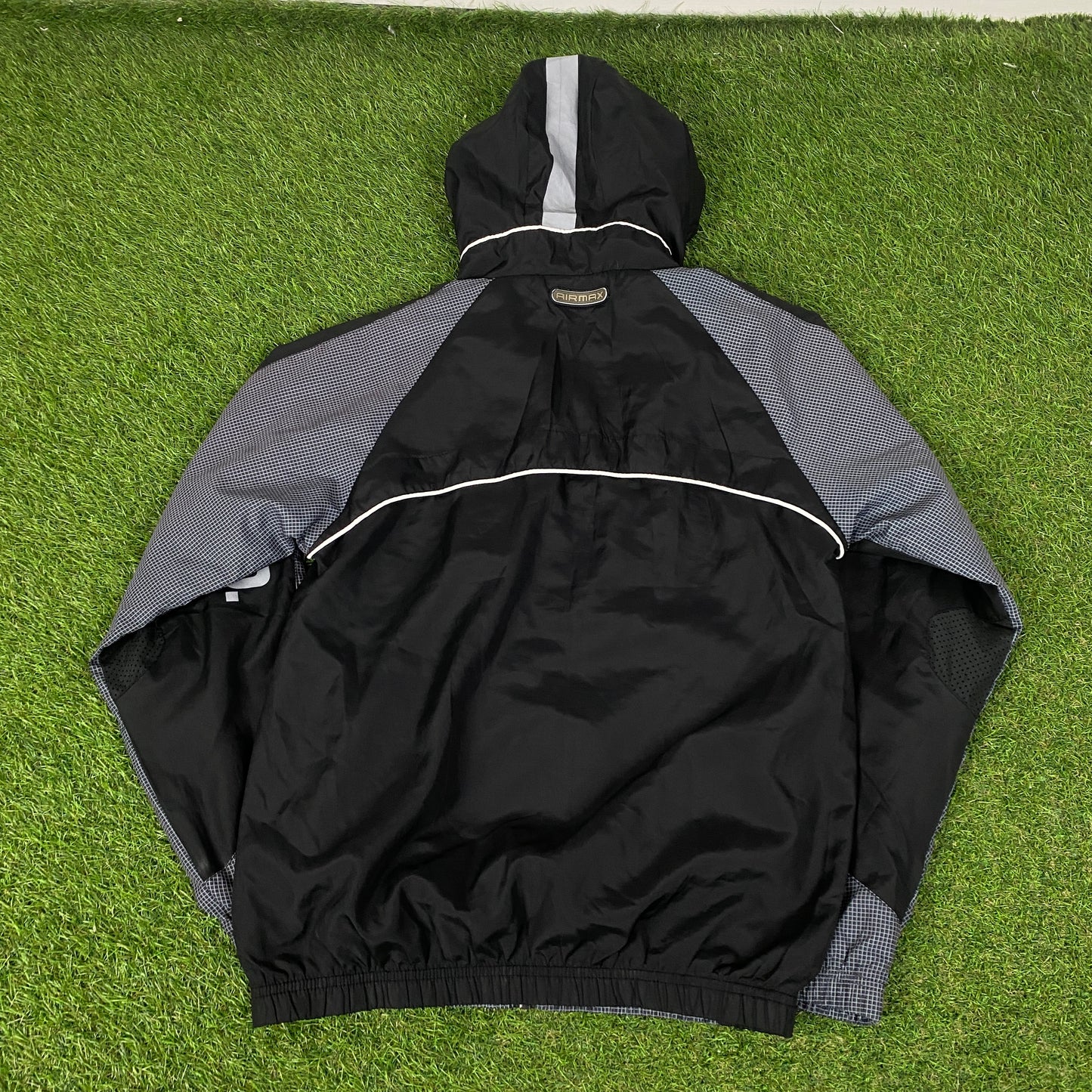 00s Nike Air Max Piping Tracksuit Jacket + Joggers Set Black Large