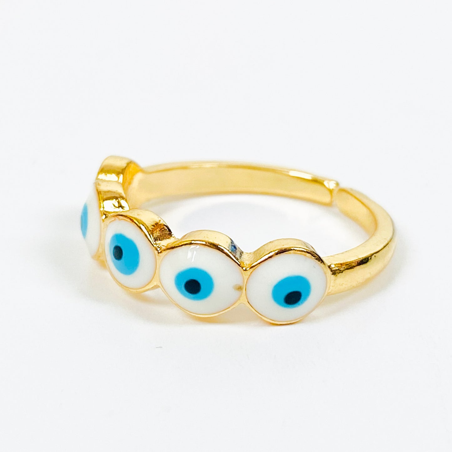 Retro Adjustable Evil Eye Ring Gold