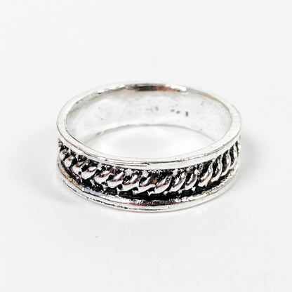 Retro Vintage Chain Ring Silver