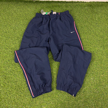 90s Nike Hex Windbreaker Jacket + Joggers Set Blue Small