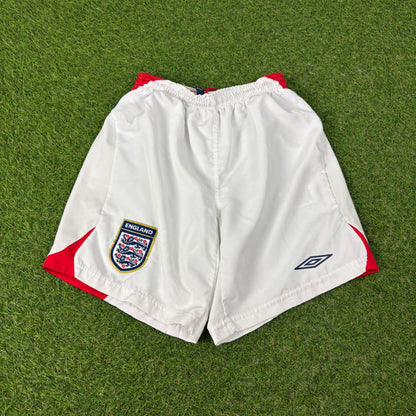 00s Umbro England Football Shorts White Small