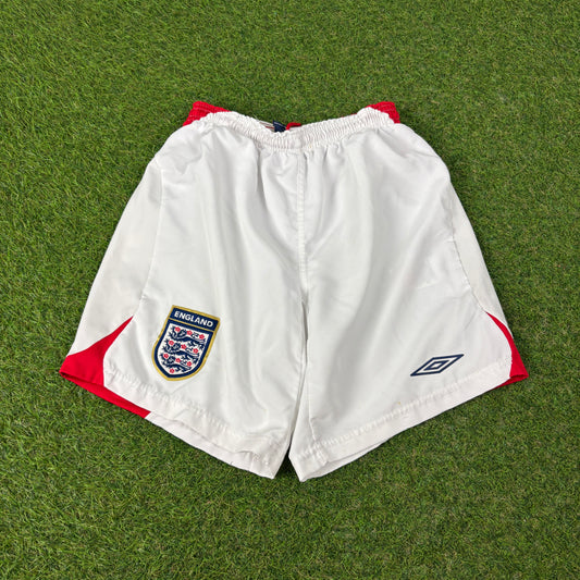 00s Umbro England Football Shorts White Small