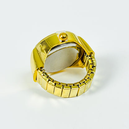 Retro Adjustable Watch Ring Gold Red