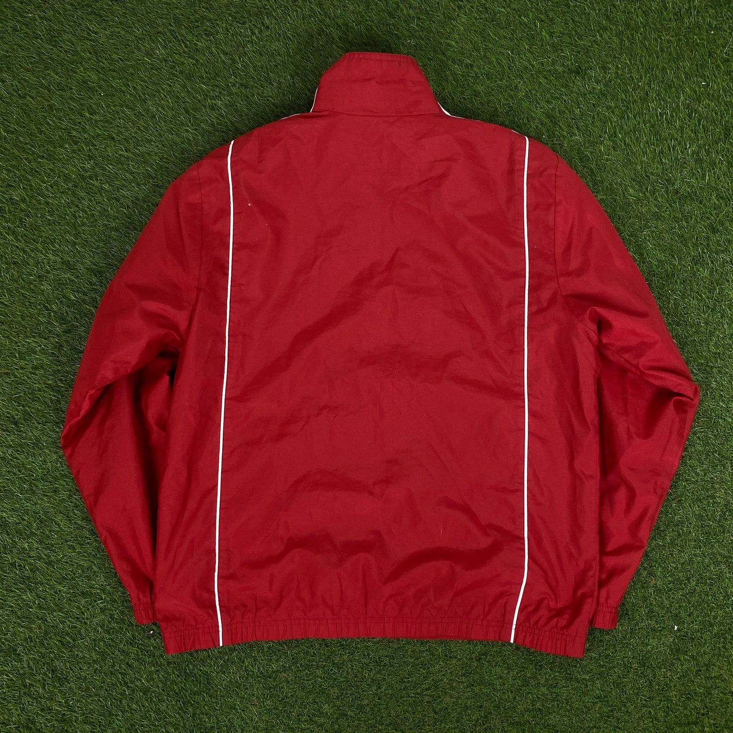 00s Nike Piping Windbreaker Jacket + Joggers Set Red Medium