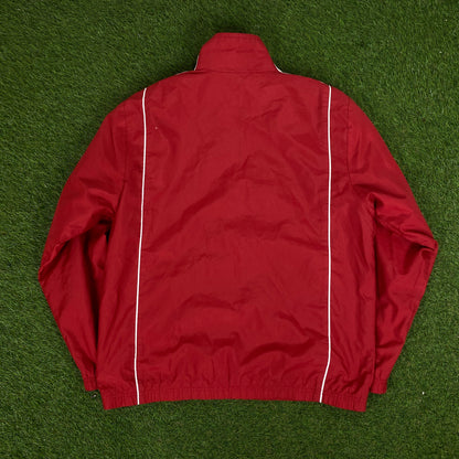 00s Nike Piping Windbreaker Jacket + Joggers Set Red Medium