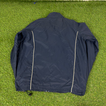 00s Nike Piping Windbreaker Jacket + Joggers Set Blue Small