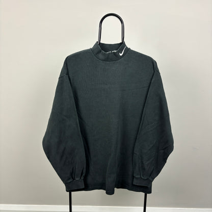 90s Nike Mock Neck Sweatshirt Grey Large