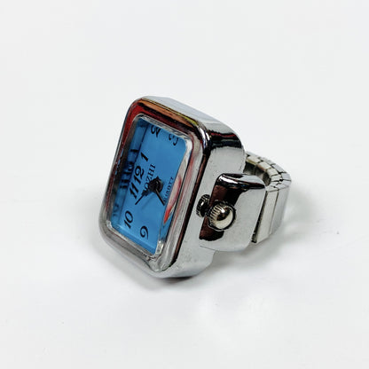 Retro Adjustable Watch Ring Silver White