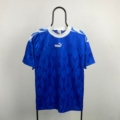 Retro 90s Puma Football Shirt T-Shirt Blue XL