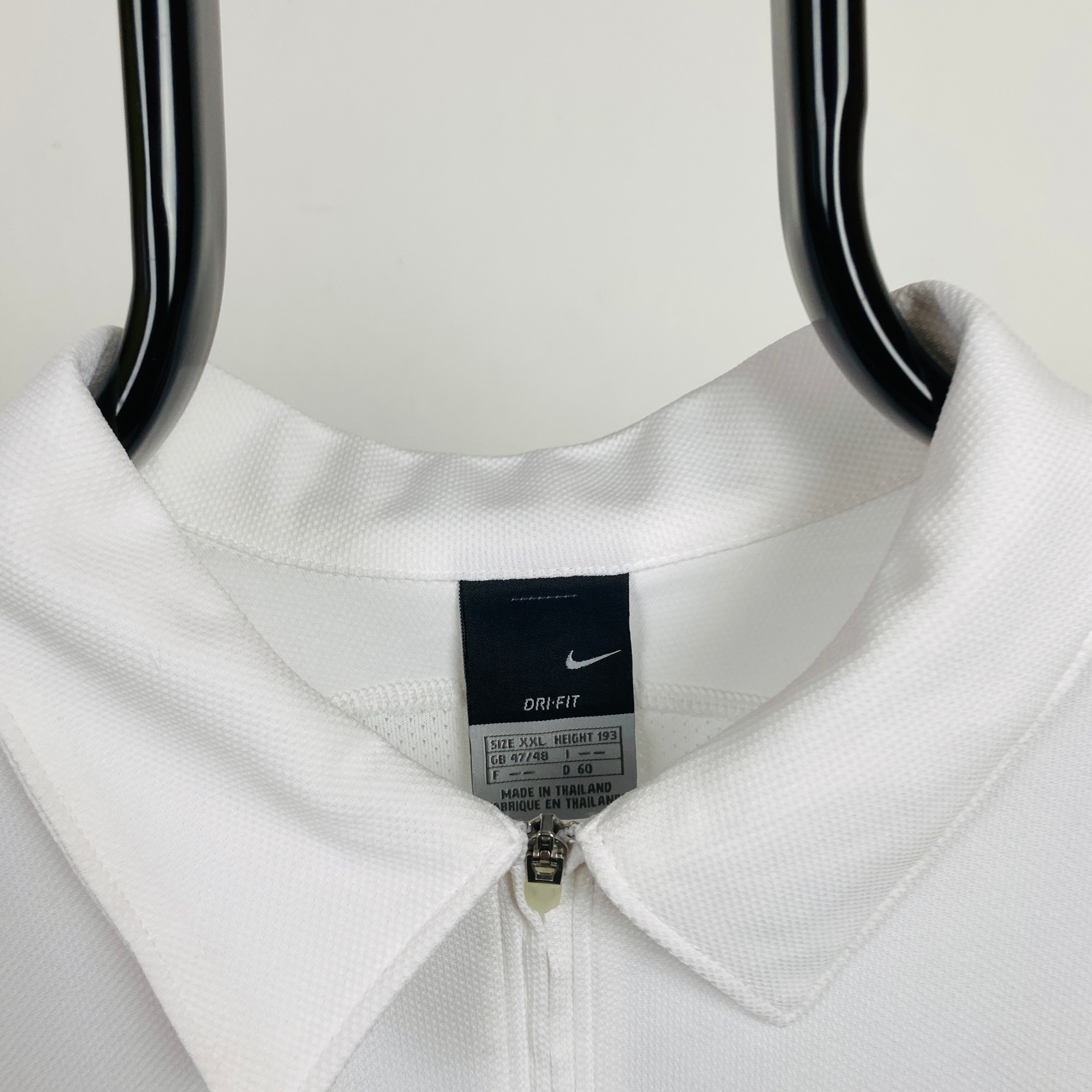 90s Nike Panelled Dri-Fit Polo T-Shirt White XXL