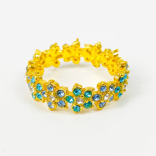 Vintage Gemstone Flower Ring Gold