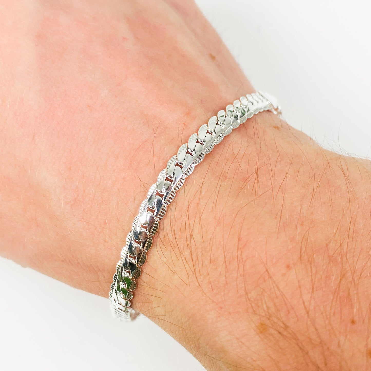 Vintage Baguette Bracelet Chain .925 Silver