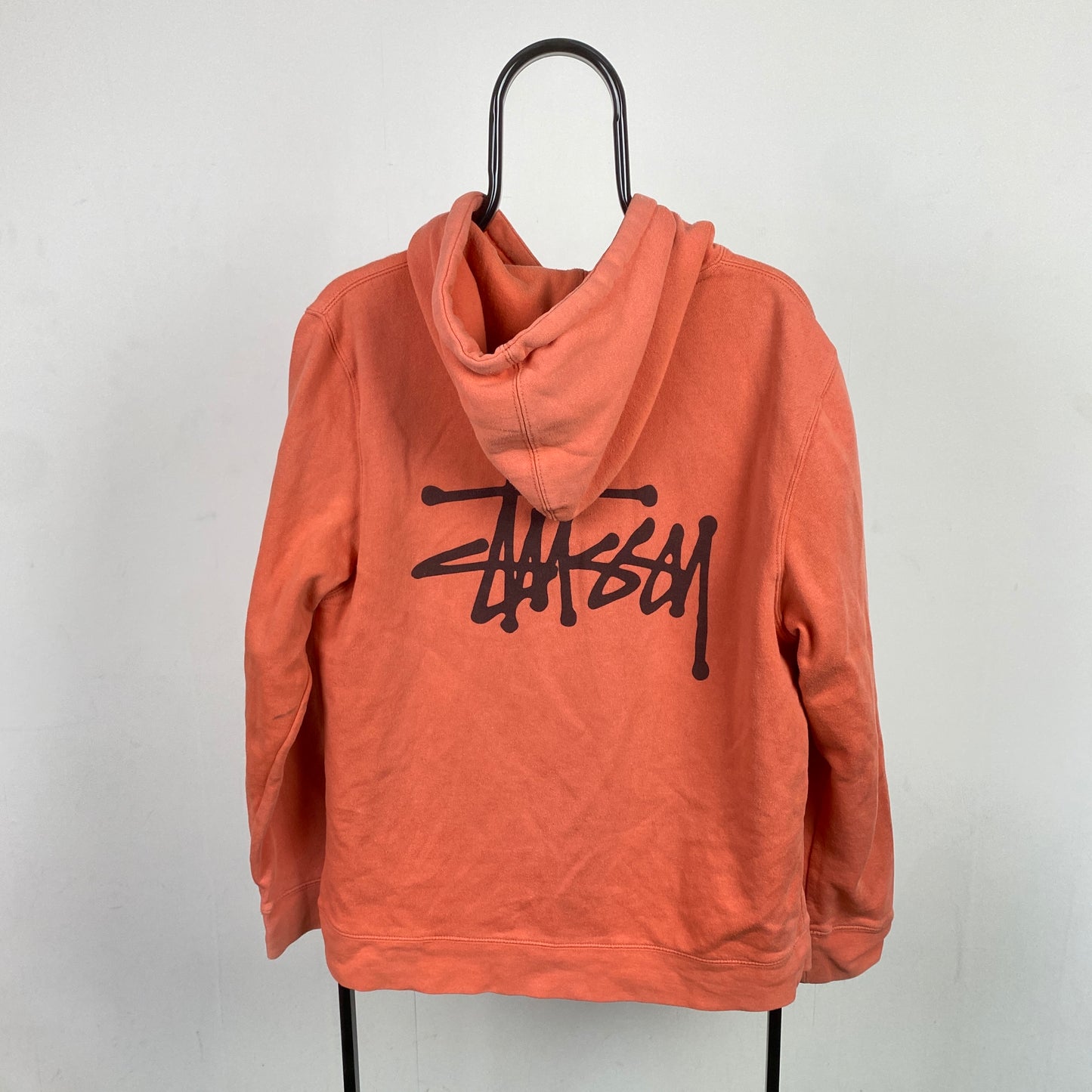 Retro 00s Stussy Hoodie Orange Large