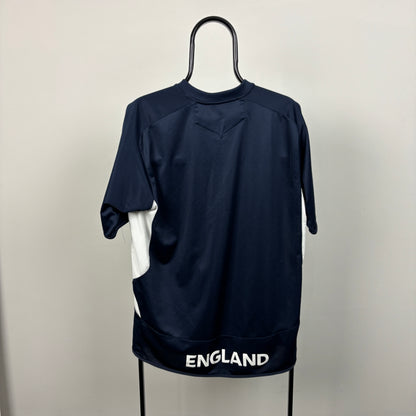 00s Umbro England Football Shirt T-Shirt Blue Medium